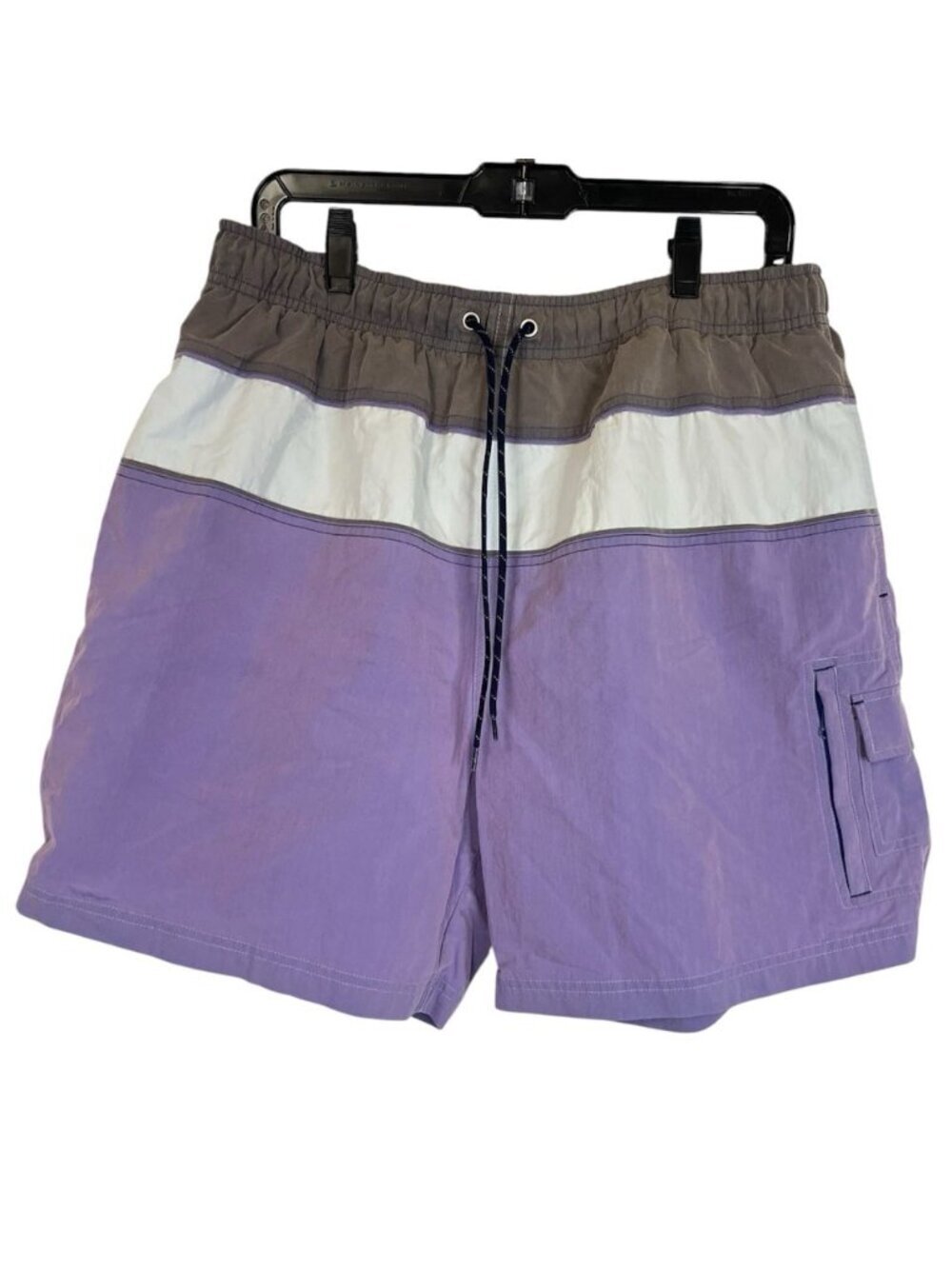 Charter Room By Charter Club Swim Shorts Sz L Zip Pocket Cotton Colorblock Cargo